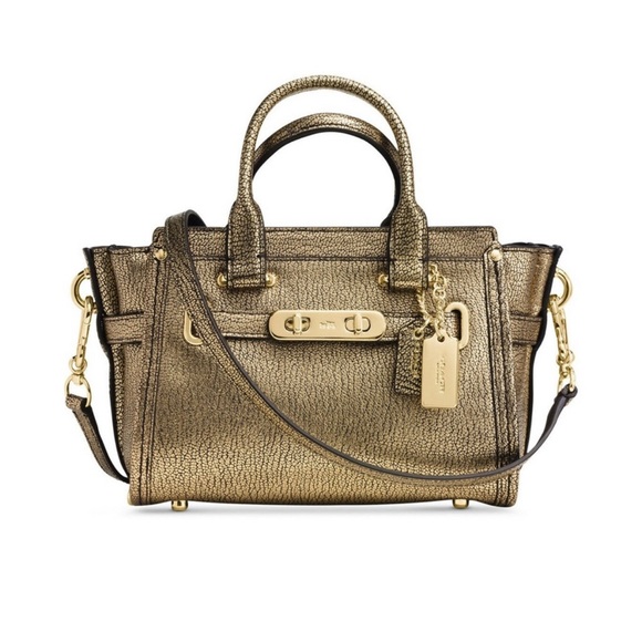 COACH Mini Swagger Gold Metallic Crossbody - Picture 14 of 15